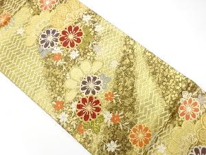 笠松に菊・桜模様織出し袋帯